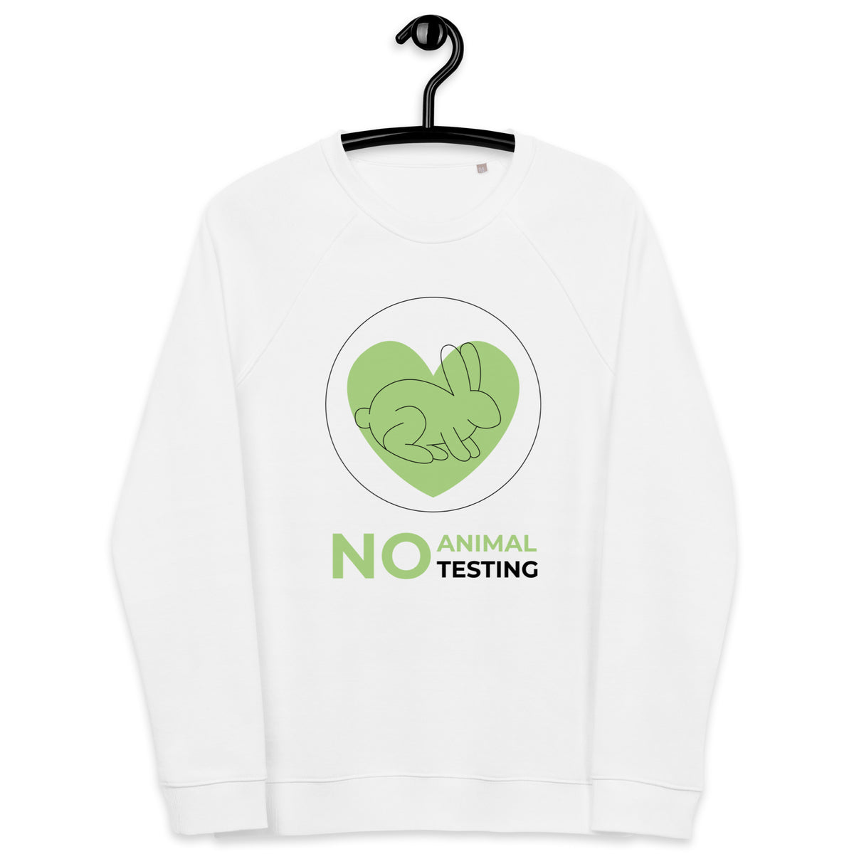 No Animal Testing Unisex Organic Raglan Sweatshirt