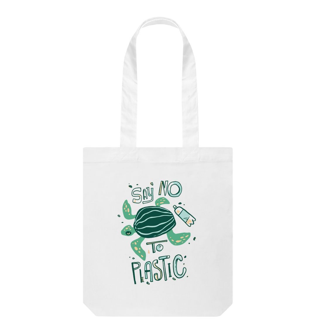 White Say No to Plastic Tote Bag