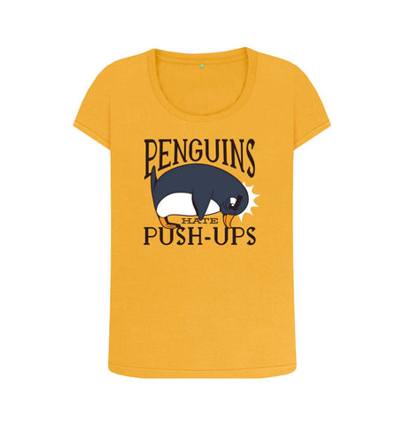 Mustard Penguins Hate Push-Ups Women's Scoop Neck T-Shirt