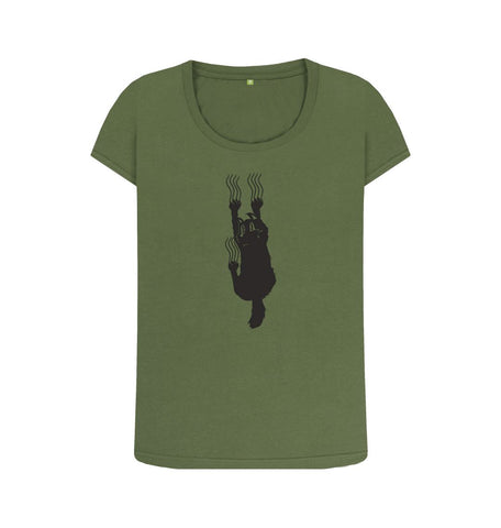 Khaki Hang In There Cat Women's Scoop Neck T-Shirt