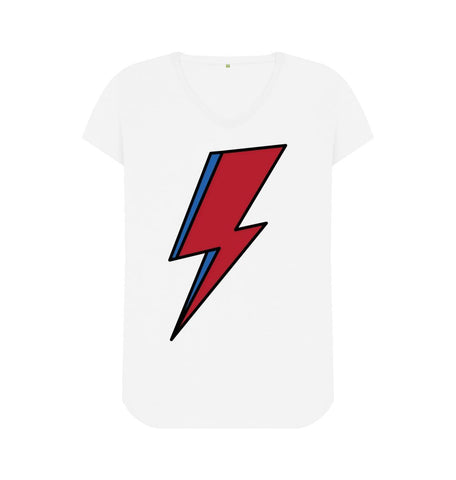 White Lightning Bolt Women's V-Neck T-Shirt