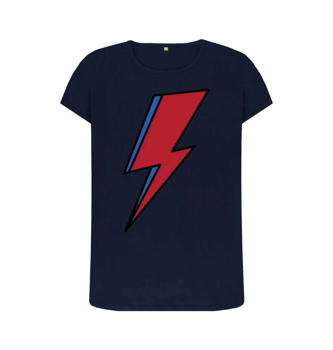 Navy Blue Lightning Bolt Women's Crew Neck T-Shirt