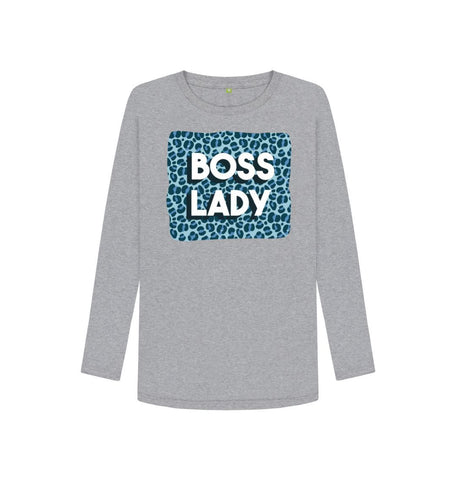 Athletic Grey Boss Lady Women's Long Sleeve T-Shirt