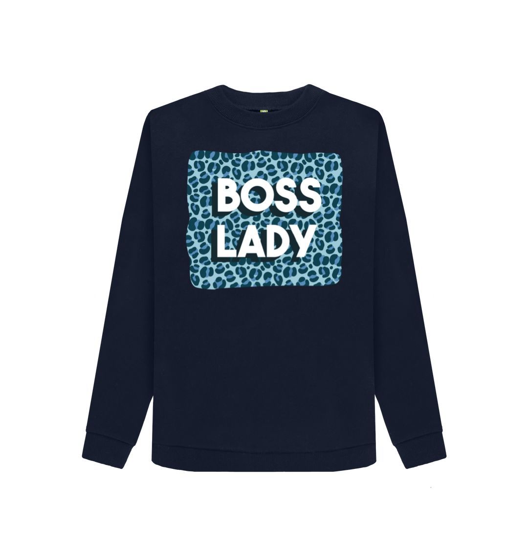 Navy Blue Boss Lady Women's Crewneck Sweater
