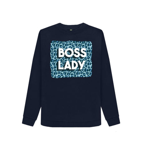 Navy Blue Boss Lady Women's Crewneck Sweater