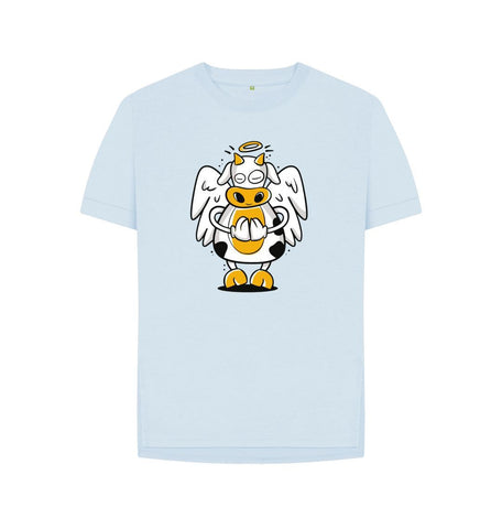 Sky Blue Angelic Cow Women's Relaxed Fit Tee