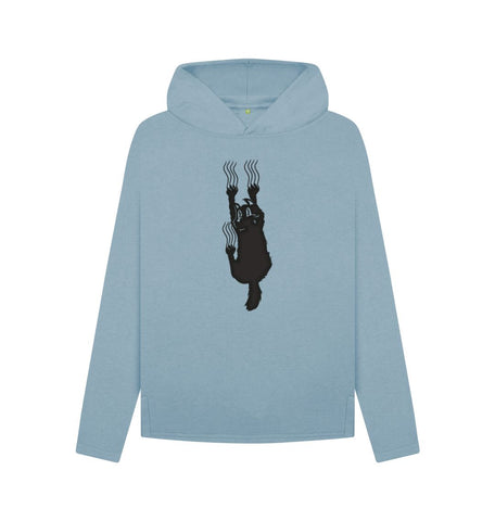 Stone Blue Hang In There Cat Women's Relaxed Fit Hoodie