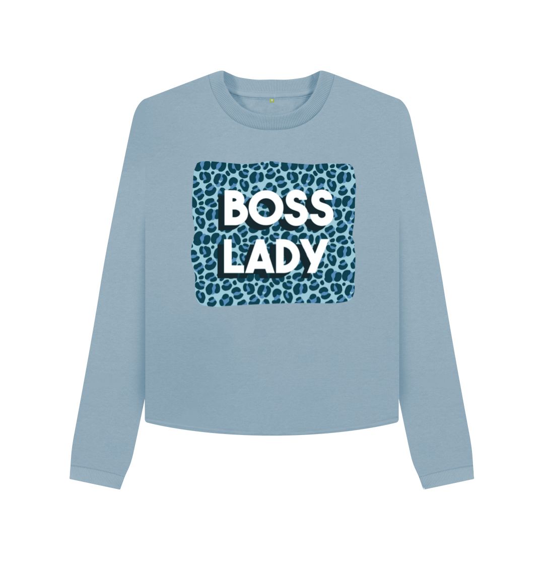 Stone Blue Boss Lady Women's Boxy Jumper