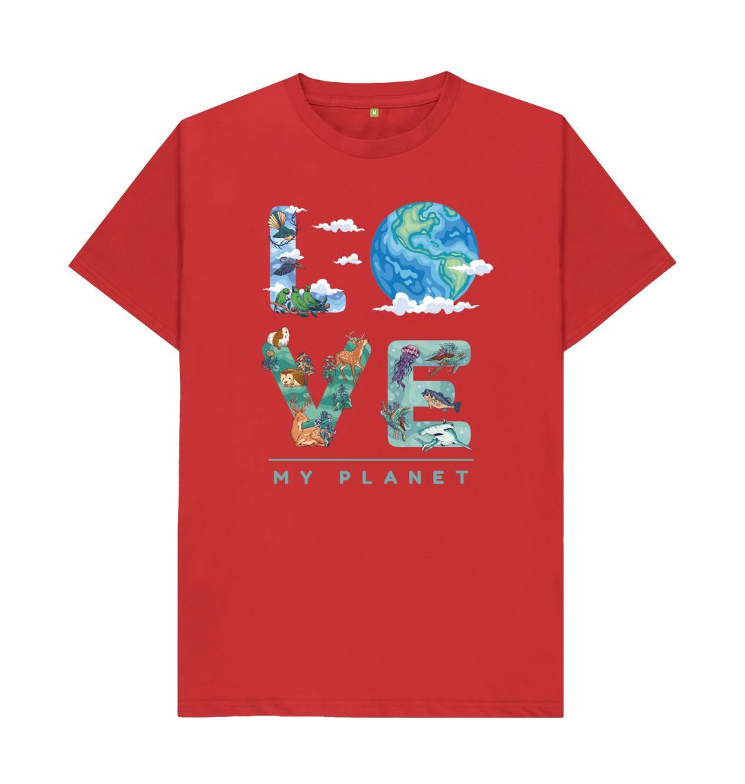 Red Love My Planet Men's T-Shirt