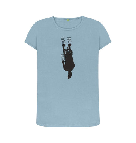 Stone Blue Hang In There Cat Women's Crew Neck T-Shirt