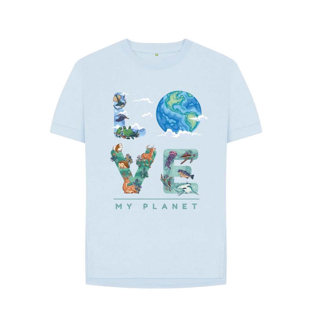 Sky Blue Love My Planet Women's Relaxed Fit Tee