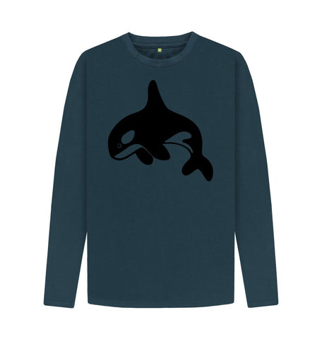 Denim Blue Orca Men's Long Sleeve T-Shirt