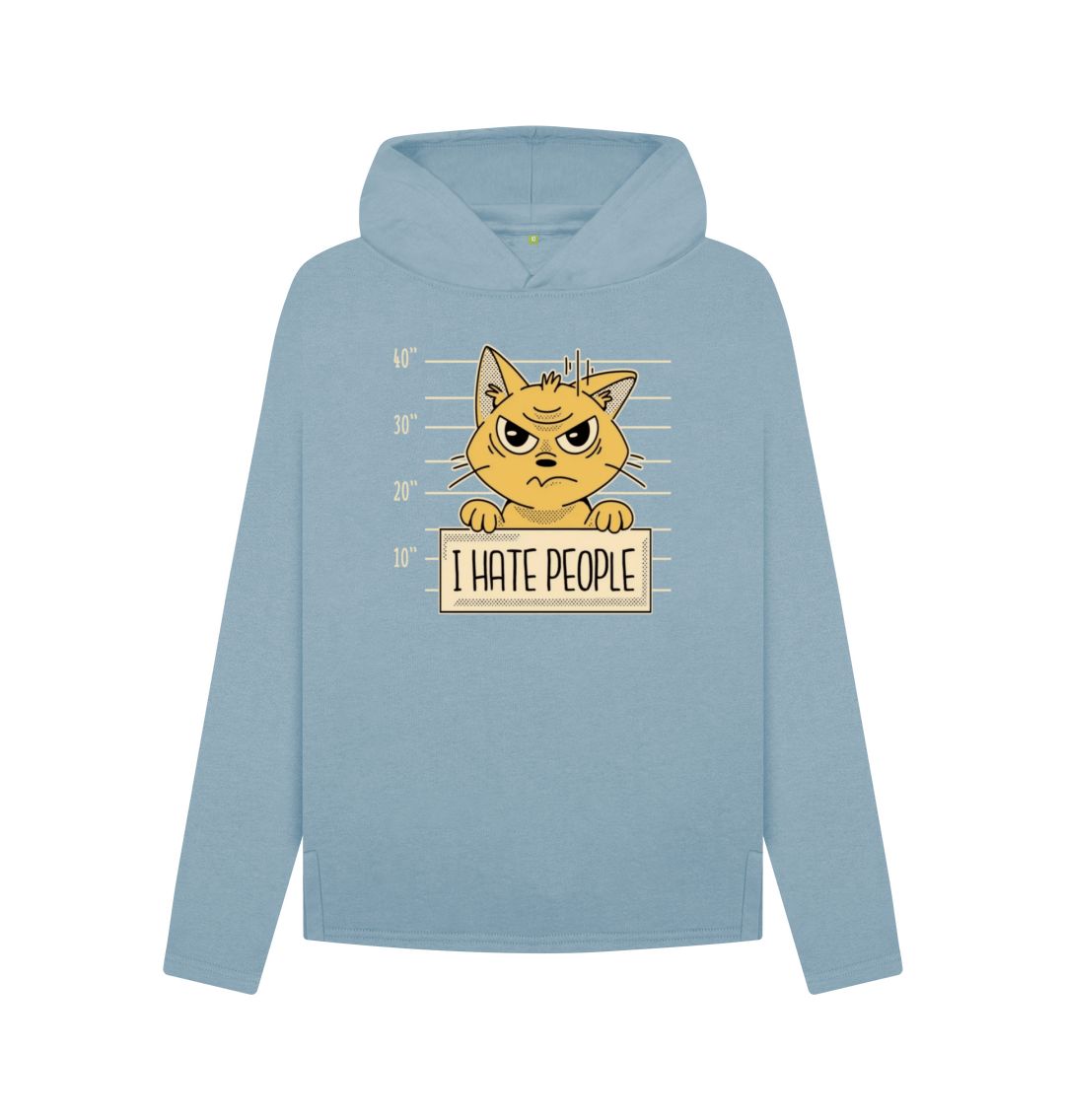 Stone Blue I Hate People Women's Relaxed Fit Hoodie