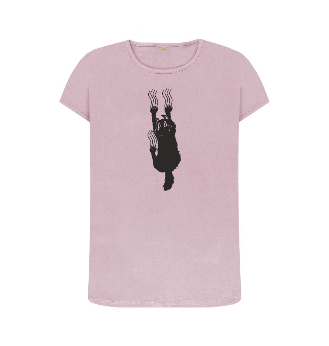 Mauve Hang In There Cat Women's Crew Neck T-Shirt
