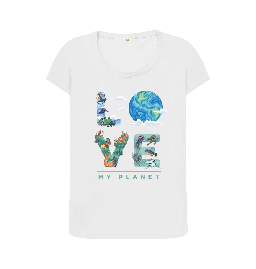 White Love My Planet Women's Scoop Neck T-shirt