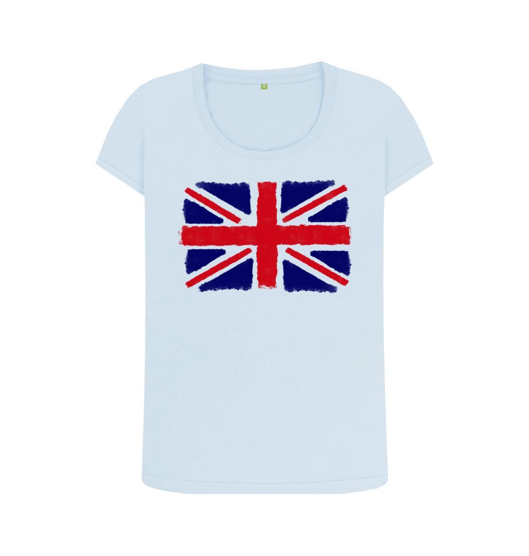Sky Blue Union Jack Women's Scoop Neck T-Shirt