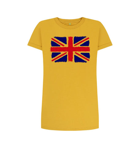 Mustard Union Jack Women's T-Shirt Dress
