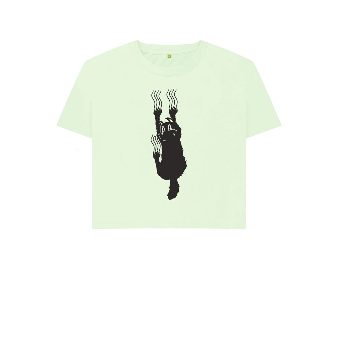 Pastel Green Hang In There Cat Women's Boxy Tee