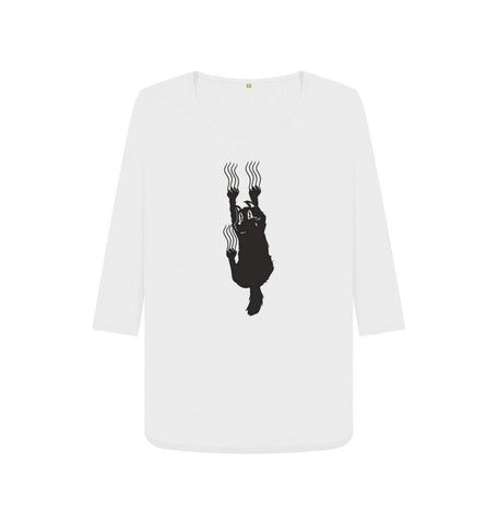 White Hang In There Cat Women's 3\\\/4 Sleeve Tee