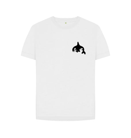 White Small Orca Women's Relaxed Fit Tee