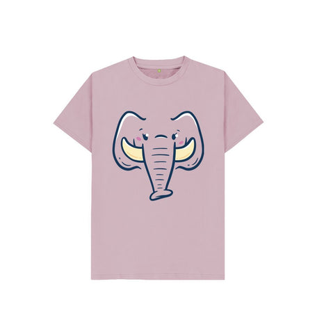 Mauve Happy Elephant Kids T-Shirt