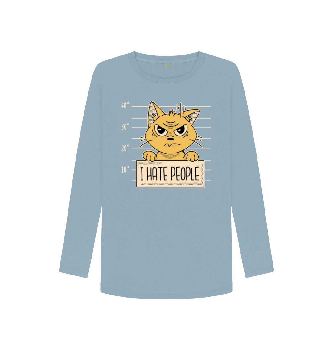 Stone Blue I Hate People Women's Long Sleeve T-Shirt