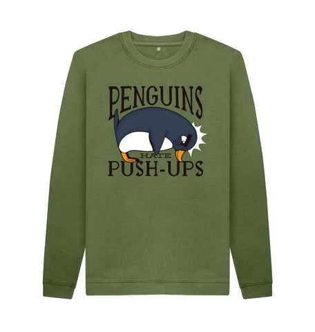 Khaki Penguins Hate Push-Ups Men's Crew Neck Sweater