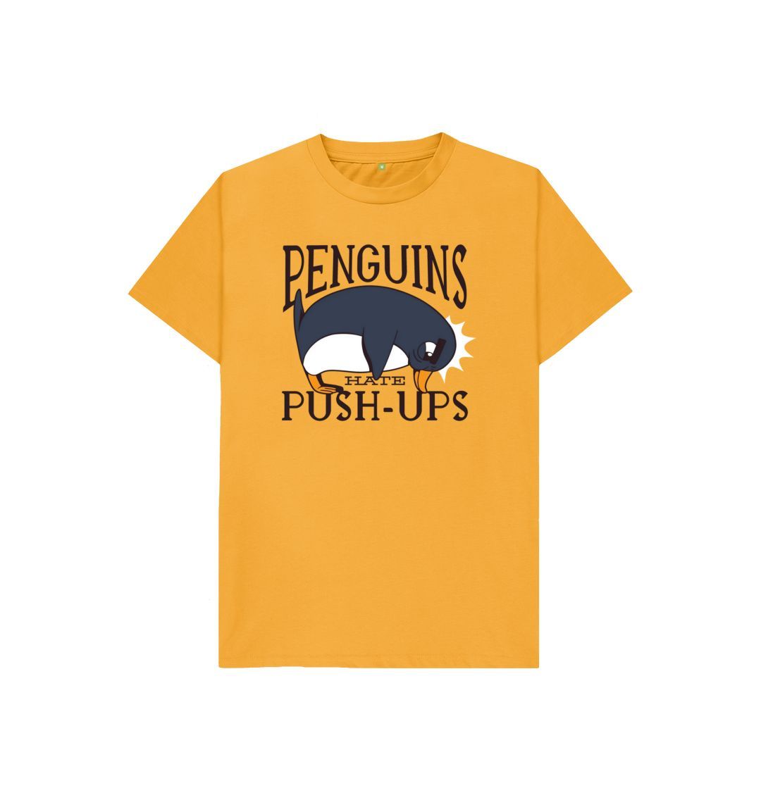 Mustard Penguins Hate Push-Ups Kids T-Shirt