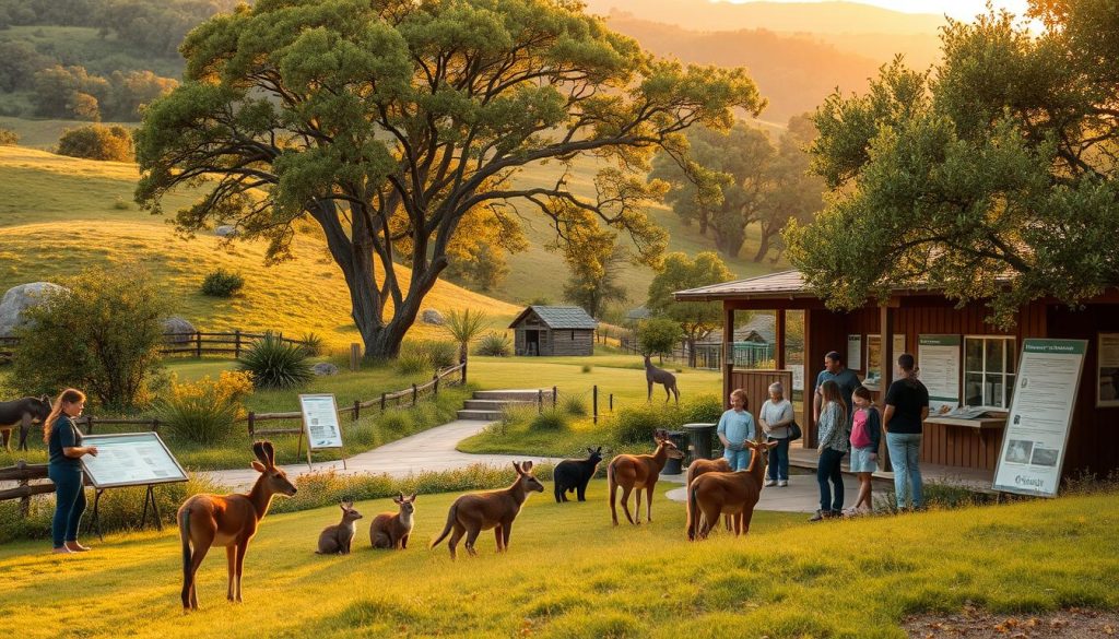 A serene wildlife conservation center nestled in a lush, rolling landscape. In the foreground, a group of curious, well-cared-for animals engage in educational activities led by passionate educators. The middle ground features interactive displays and informative signage, conveying the importance of ethical, sustainable practices. In the background, a warm, golden light filters through the canopy of mature trees, creating a tranquil, contemplative atmosphere. The overall scene evokes a sense of harmony between nature, education, and the responsible stewardship of animal populations. A serene wildlife conservation center nestled in a lush, rolling landscape. In the foreground, a group of curious, well-cared-for animals engage in educational activities led by passionate educators. The middle ground features interactive displays and informative signage, conveying the importance of ethical, sustainable practices. In the background, a warm, golden light filters through the canopy of mature trees, creating a tranquil, contemplative atmosphere. The overall scene evokes a sense of harmony between nature, education, and the responsible stewardship of animal populations.