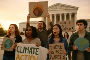 Supreme Court Climate cases begin as the courthouse stands under cloudy skies